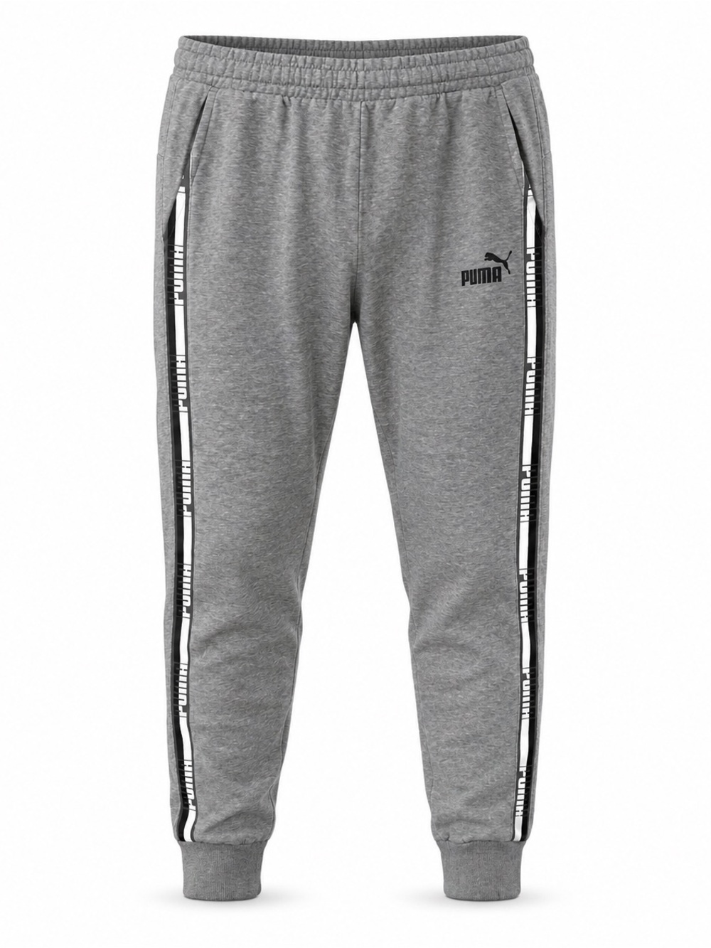PUMA Men’s Amplified Logo Tape Jogger Sweatpants Gray Size Large